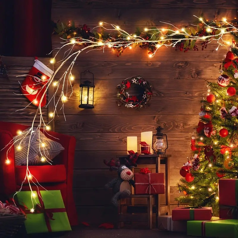 6ft Pre-Lit Birch Garland with 48 Warm White LEDs - Battery- Indoor/Outdoor Christmas Decoration with Remote Control & Timer, Realistic Branches with Fake Snow & Leaves, Durable Plastic for Fireplace Mantel, Table Centerpiece House Of Avana