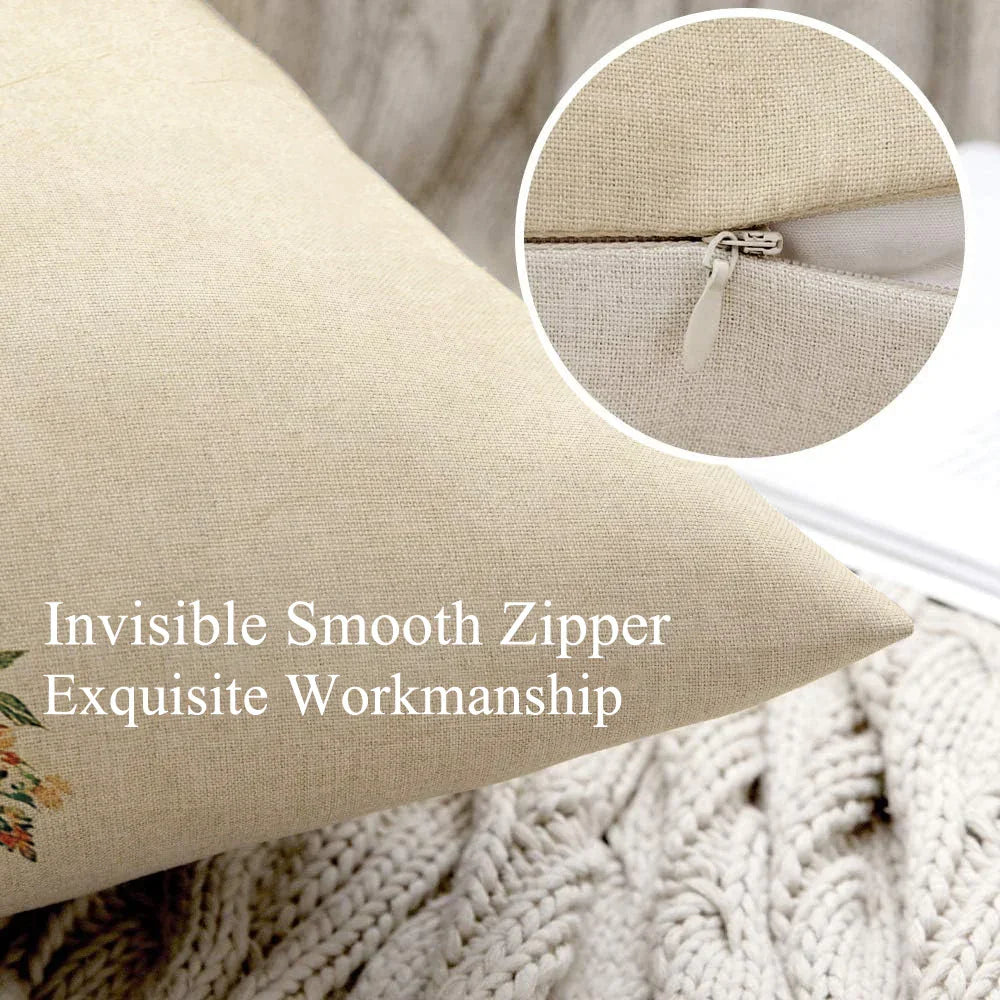 Pillow Covers - Zippered Cotton Beige