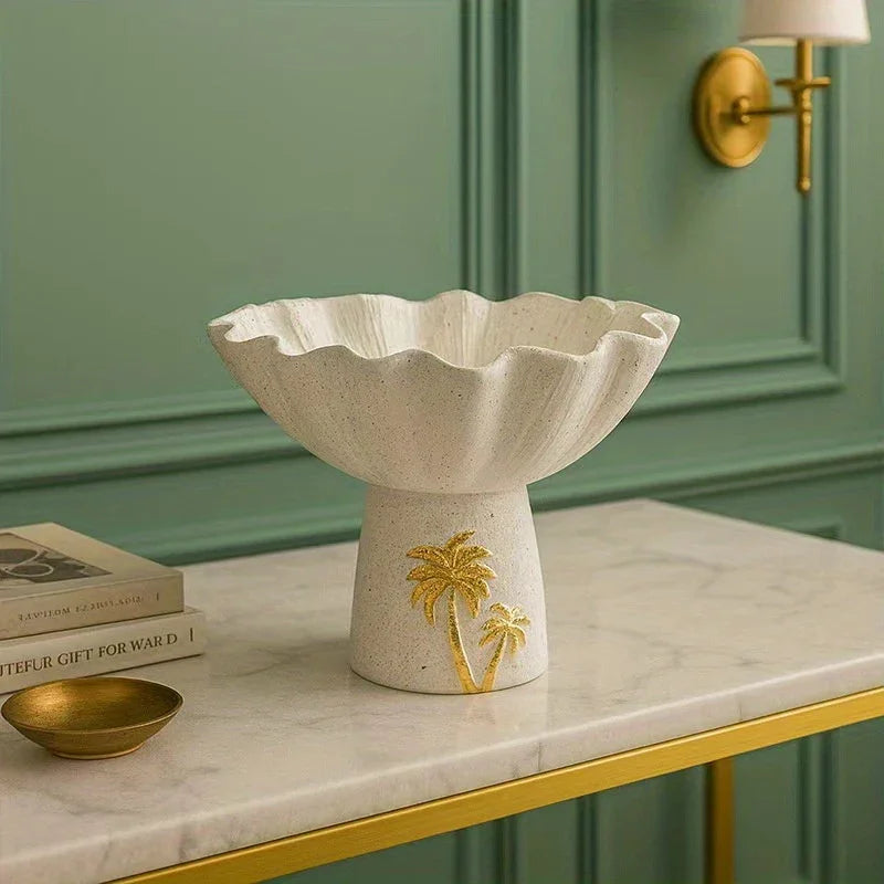 Decorative Tray - Painted Coconut Trees Wooden Large