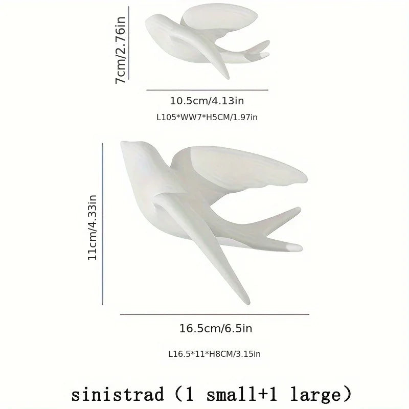 Ceramic Swallow Wall Decor Set, Contemporary Style White Bird Wall Hangings for Living Room, Bedroom, Dining Room Decor - 3D Ceramic Bird Wall Art Sculptures - House Of Avana