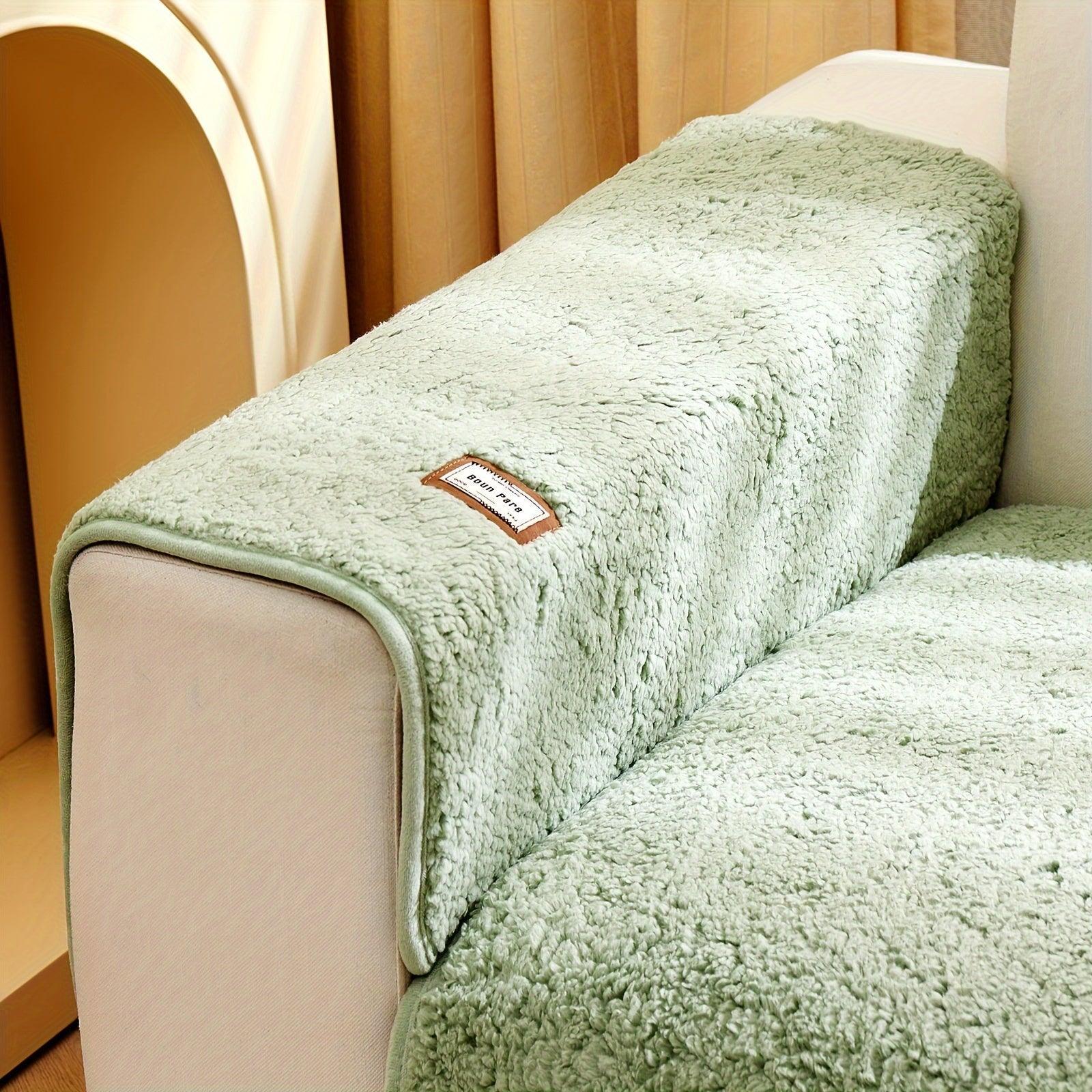 Durable 3 cushion couch cover | High-Quality Plush Sherpa Sofa Cover topspet