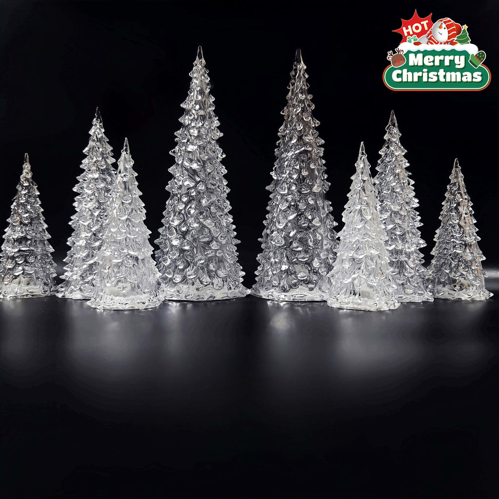Lighted Acrylic Christmas Trees Acrylic LED Lighted Christmas Tree: 5in/6. 5in/8. 5in Crystal Xmas Tree Lamp Mini Colorful Glowing Tree Figurine Night Light Holiday Party Table Centerpiece House Of Avana