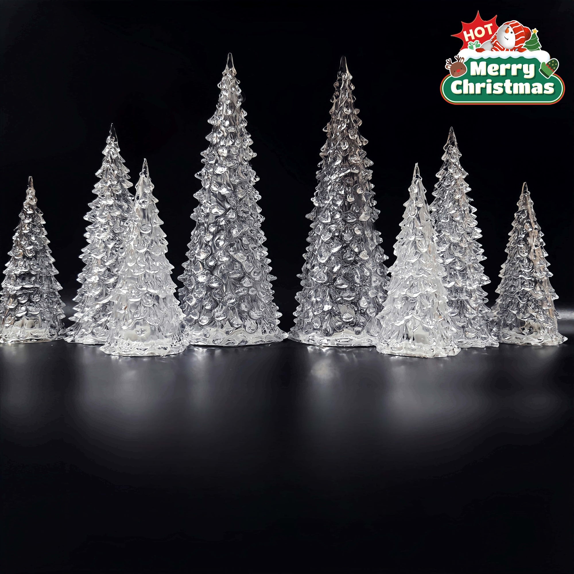Lighted Acrylic Christmas Trees Acrylic LED Lighted Christmas Tree: 5in/6. 5in/8. 5in Crystal Xmas Tree Lamp Mini Colorful Glowing Tree Figurine Night Light Holiday Party Table Centerpiece House Of Avana