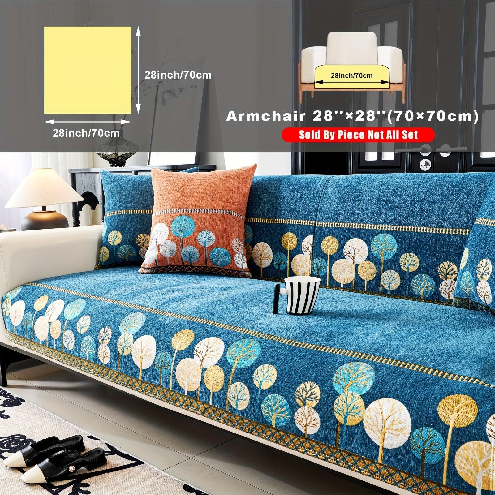 Pet Proof Couch Cover - Boho Chenille Sofa Cover with Tree Embroidery topspet