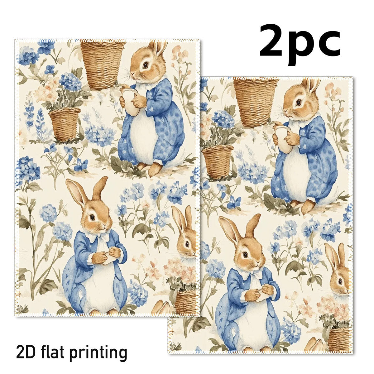 Cleaning Cloths - Cute Bunnies Blue Set