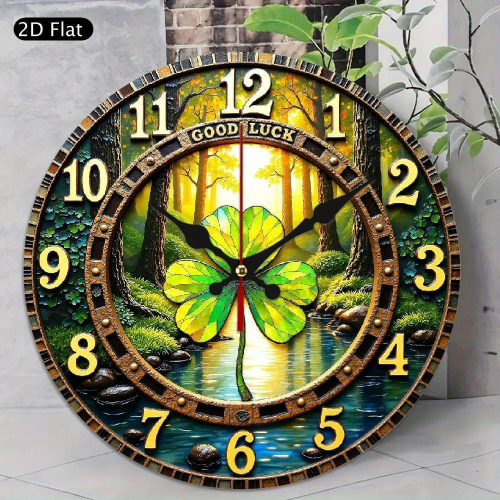 Wall Clock - Silent Wooden Round