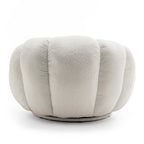 Teddy Boucle Fabric White 1 Seater Swivel Sofa with Footstool MIRIELLE House Of Avana