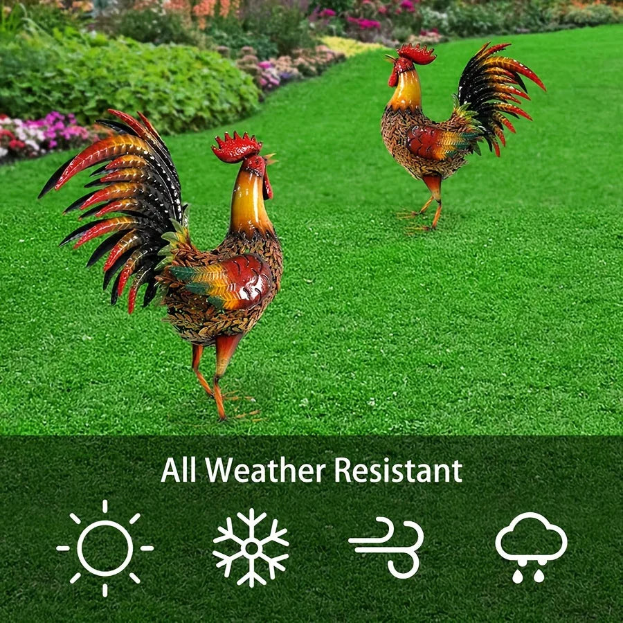 [Rustic Metal Garden Stake] Rustic 1pc Metal Garden Stake - Farmhouse Style Chicken Ornament Sculpture for Lawn, Garden, Yard, Farm, Outdoor Decor, Housewarming Gift, Home Decoration House Of Avana