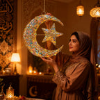 Sequined Pendant - 11.8-inch Star & Moon Luxury