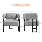 Costoffs Boucle Accent Chair Upholstered Armchair Vanity Chair with throw pillow & Adjustable Feet for Living Room/Bedroom/Home/Office/Small Space, White/Grey House Of Avana