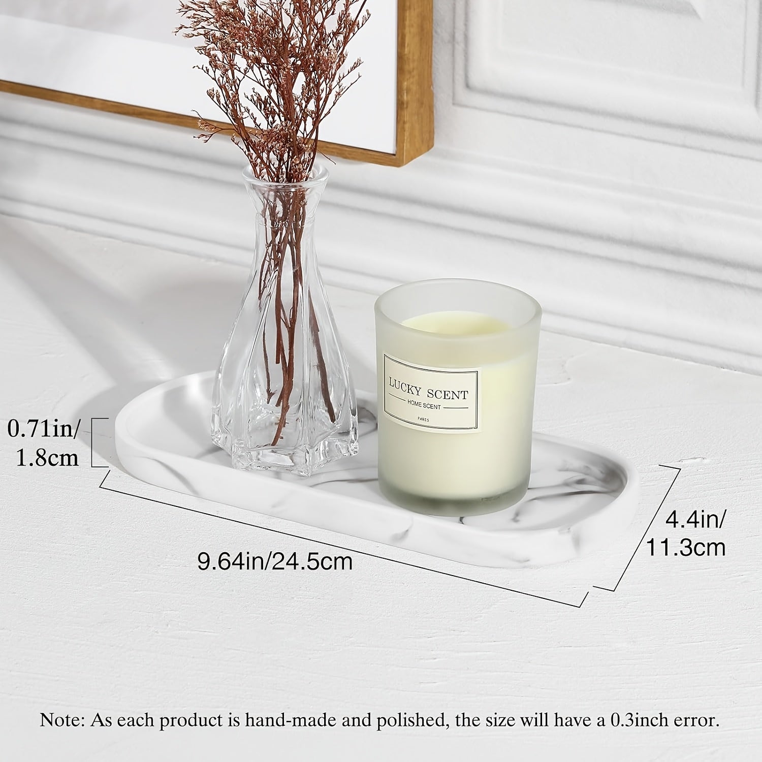 Bathroom Tray - Marble Pattern 25.4cm