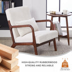 Mid-Century Modern Accent Chair, Arm Chair Living Room Chairs with Pillow Upholstered Reading Chair with Solid Wood Frame & Living Room Bedroom Balcony (beige) Streamdale Furniture