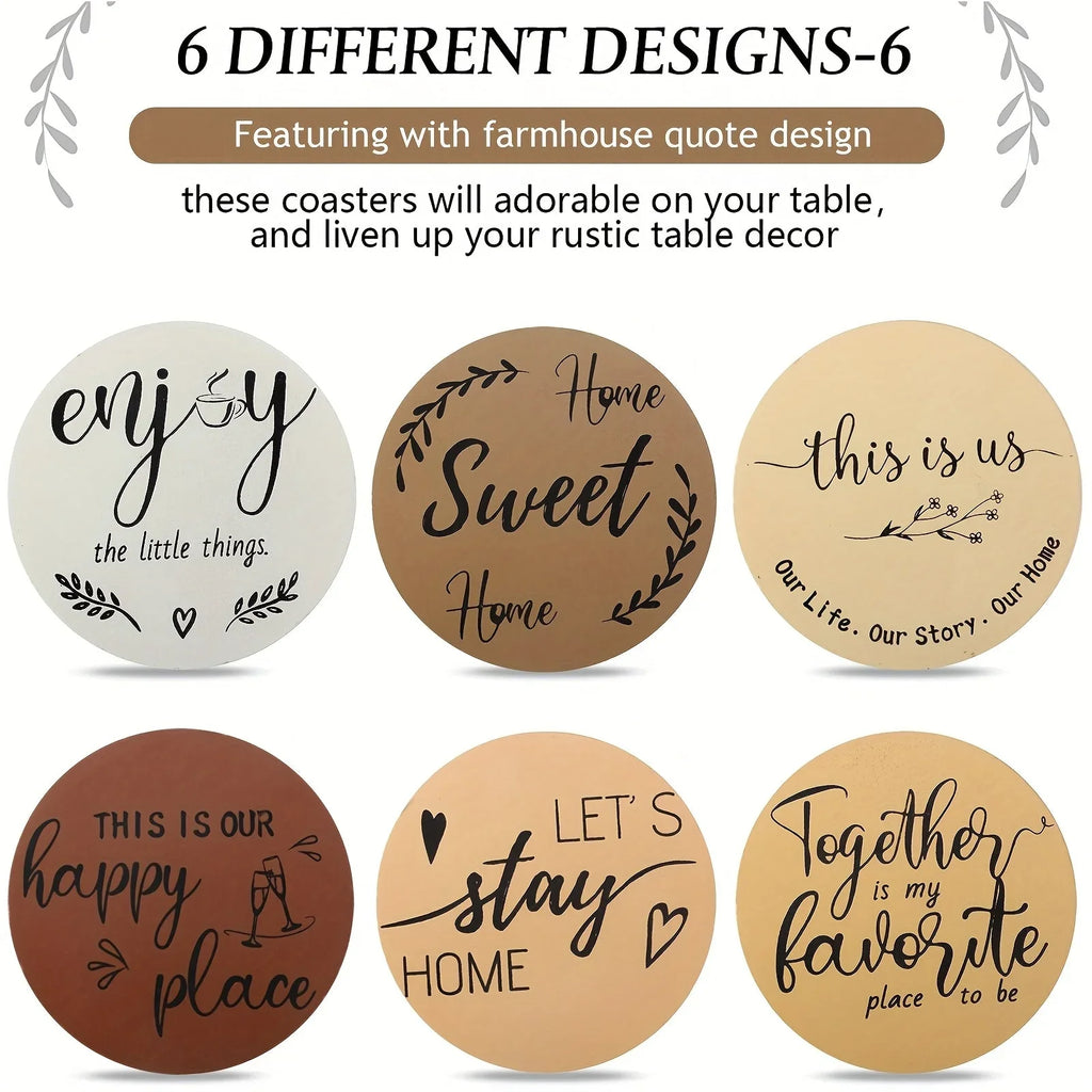 6pc Wooden Heart Coasters with Holder - House Of Avana