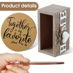 6pc Wooden Heart Coasters with Holder - House Of Avana