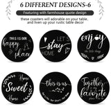 6pc Black Wooden Heart Coasters with Holder House Of Avana