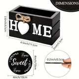 6pc Black Wooden Heart Coasters with Holder House Of Avana