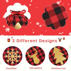 6pcs Christmas Gift Bags with Drawstring - Red & Checkered Deer & Snowflake Design, Medium Party Favor Bags with Golden Drawstring Closure, Reusable Polyester Blend For Xmas Presents, Santa Sacks, Festive Wrapping Sacks, Holi House Of Avana