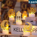 6pack Ramadan Decorations Lights, Eid Decorations, Ramadan Eid Lights, Decorative Table Lights, Ramadan LED Lights, Suitable For Ramadan Outdoor Home Mubarak Eid Decorations House Of Avana