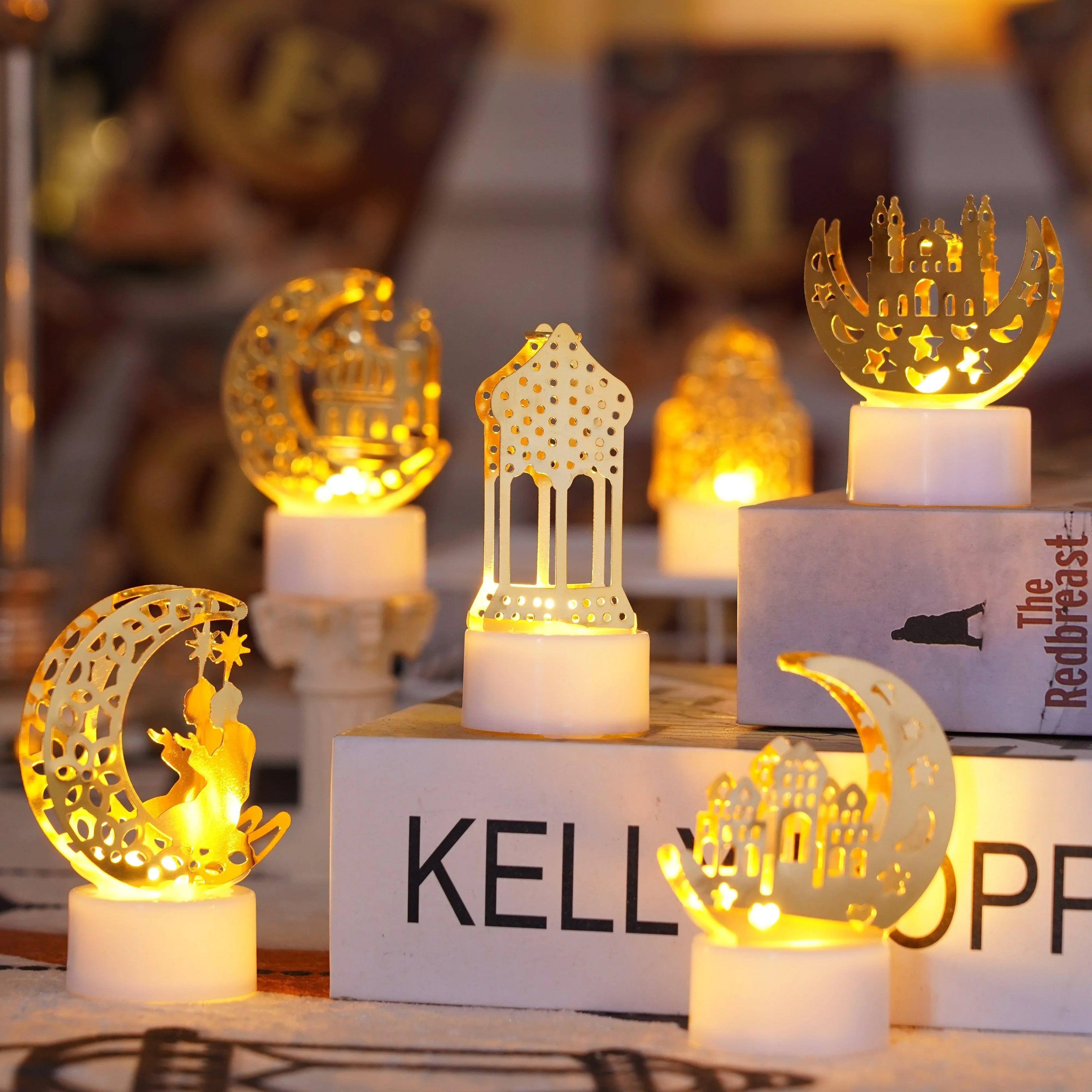 6pack Ramadan Decorations Lights, Eid Decorations, Ramadan Eid Lights, Decorative Table Lights, Ramadan LED Lights, Suitable for Ramadan Outdoor Home Mubarak Eid Decorations, Holiday Decorations, Festive Lighting, Ambient Lig House Of Avana