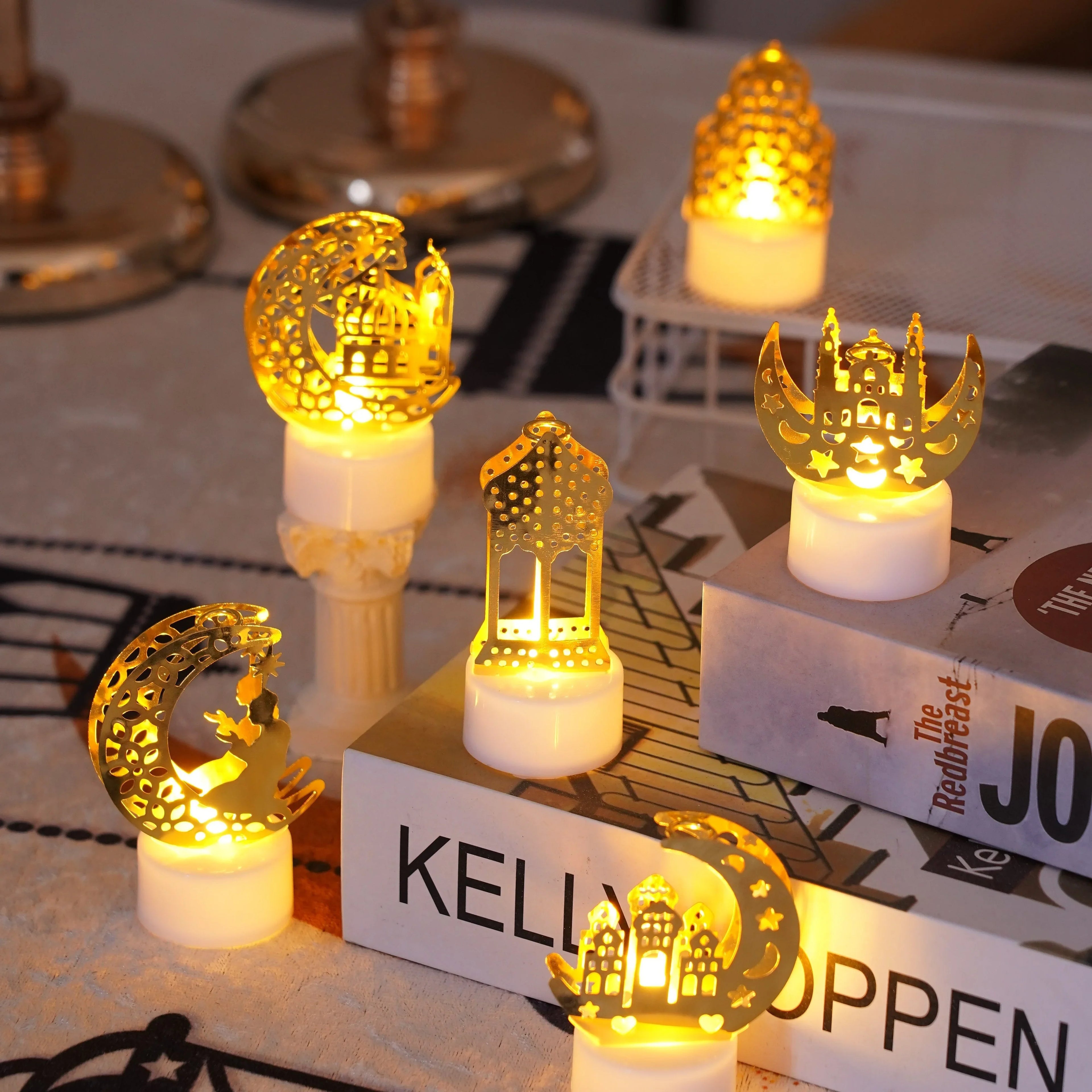 6pack Ramadan Decorations Lights, Eid Decorations, Ramadan Eid Lights, Decorative Table Lights, Ramadan LED Lights, Suitable for Ramadan Outdoor Home Mubarak Eid Decorations, Holiday Decorations, Festive Lighting, Ambient Lig House Of Avana