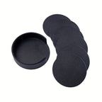 S Waiyifon Premium Faux Leather Drink Coasters with Holder - Elegant Black, Round Cup Mats for Tabletop... - House Of Avana [[SKU:HOA-TBL-401]]