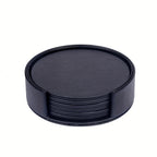S Waiyifon Premium Faux Leather Drink Coasters with Holder - Elegant Black, Round Cup Mats for Tabletop... - House Of Avana [[SKU:HOA-TBL-401]]