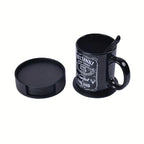 S Waiyifon Premium Faux Leather Drink Coasters with Holder - Elegant Black, Round Cup Mats for Tabletop... - House Of Avana [[SKU:HOA-TBL-401]]