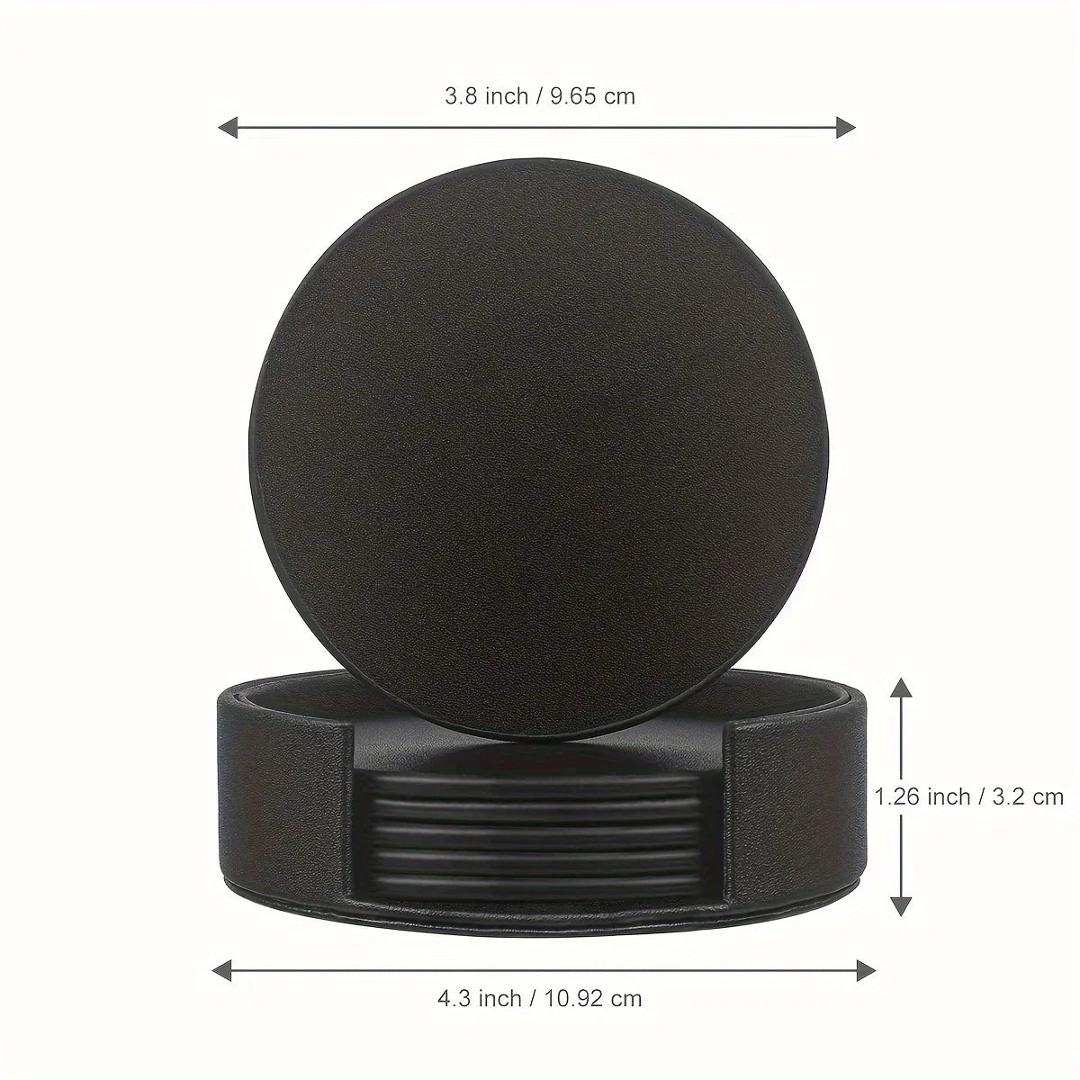 S Waiyifon Premium Faux Leather Drink Coasters with Holder - Elegant Black, Round Cup Mats for Tabletop... - House Of Avana [[SKU:HOA-TBL-401]]