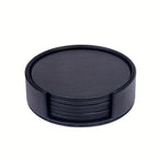 S Waiyifon Premium Faux Leather Drink Coasters with Holder - Elegant Black, Round Cup Mats for Tabletop... - House Of Avana