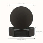 S Waiyifon Premium Faux Leather Drink Coasters with Holder - Elegant Black, Round Cup Mats for Tabletop... - House Of Avana