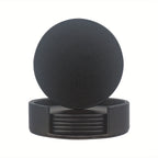 S Waiyifon Premium Faux Leather Drink Coasters with Holder - Elegant Black, Round Cup Mats for Tabletop... - House Of Avana