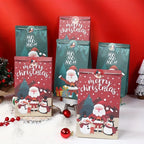 6pcs,Christmas Paper Handbag with Stickers,Red Green Santa Claus Snowman Penguin Design Gift Bag,Merry Christmas Decoration for Home,Xmas Decor,Natal Navidad Noel Decor,New Year Supplies,Christmas Gift Packaging Bag House Of Avana