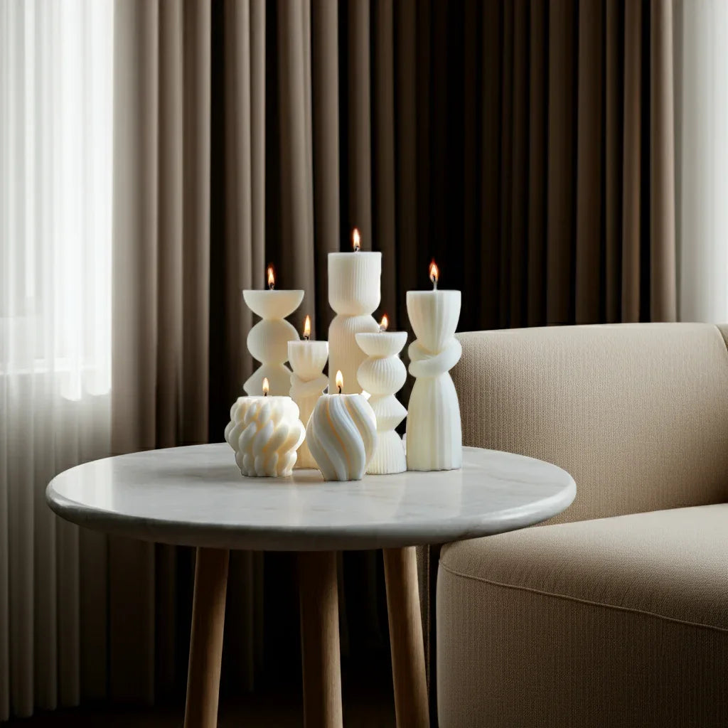 7-Pack Ribbed Soy Wax Pillar Candles House Of Avana