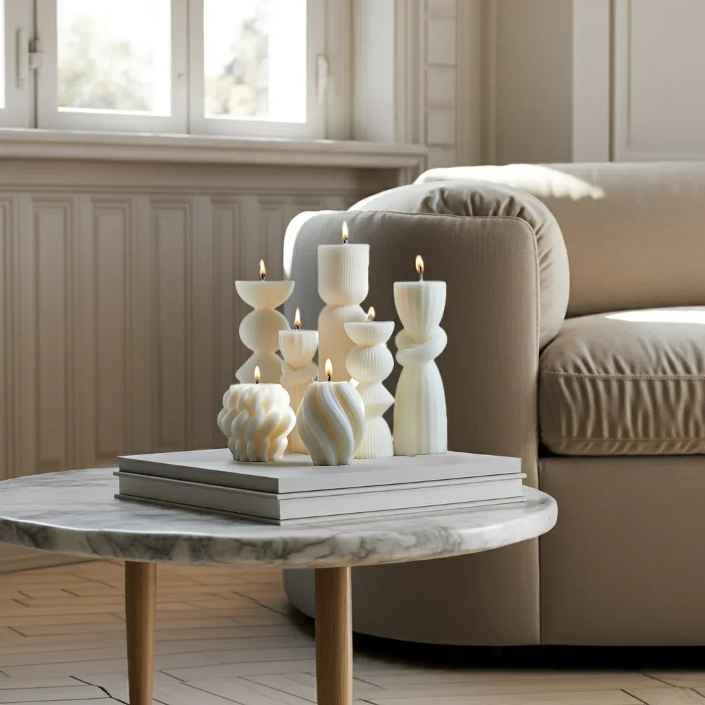 7-Pack Ribbed Soy Wax Pillar Candles House Of Avana