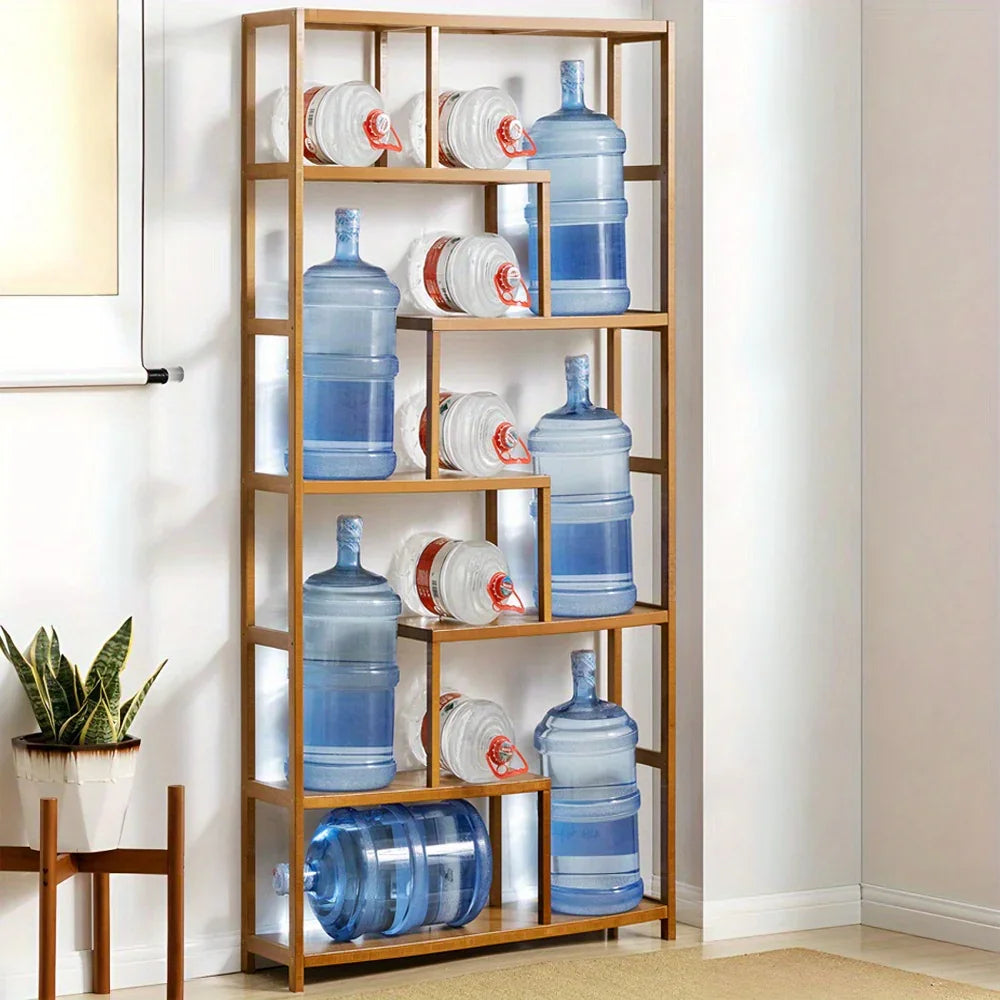 7-Tier S-Shaped Cube Bookcase - Natural Wood Floor Standing Storage Shelf with Open Wide Shelves for Books, Plants, Decor, and Essentials - Minimalist Organizer for Living Room, Office, or Balcony, Book Shelf House Of Avana