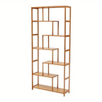7-Tier S-Shaped Cube Bookcase - Natural Wood Floor Standing Storage Shelf with Open Wide Shelves for Books, Plants, Decor, and Essentials - Minimalist Organizer for Living Room, Office, or Balcony, Book Shelf House Of Avana