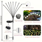 32-light 4pcs Solar Garden Lights, 8 Flashing Modes, IP44 Waterproof, Swing Solar Firefly Lights, Suitable for Outdoor Courtyards, Weddings, Garden Decorations, Valentine'S Day, Halloween, Christmas And New Year Decorations, House Of Avana