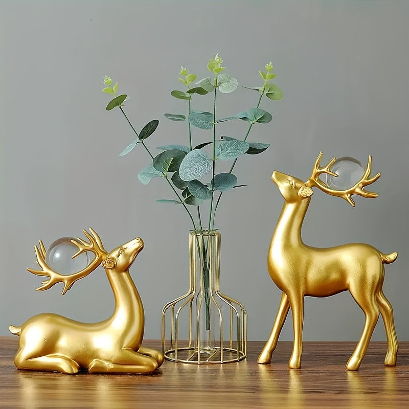 1 Pair, Resin Deer Figurines, 2 Sizes, Artistic Home Decor, Perfect for Entryway, Bar, Christmas Ornament, Craft Material House Of Avana
