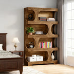 71-inch Tall 4-tier Solid Hardwood Bookcase with Storage Shelves - Modern Freestanding Bookshelf,... - House Of Avana [[SKU:HOA-BOK-029]]
