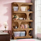 71-inch Tall 4-tier Solid Hardwood Bookcase with Storage Shelves - Modern Freestanding Bookshelf,... - House Of Avana [[SKU:HOA-BOK-029]]
