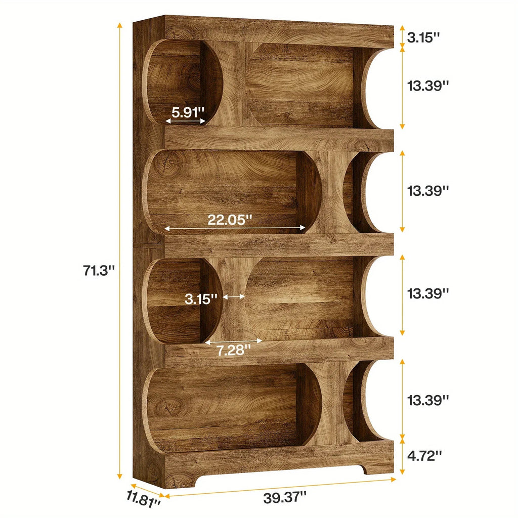 71-inch Tall 4-tier Solid Hardwood Bookcase with Storage Shelves - Modern Freestanding Bookshelf,... - House Of Avana [[SKU:HOA-BOK-029]]