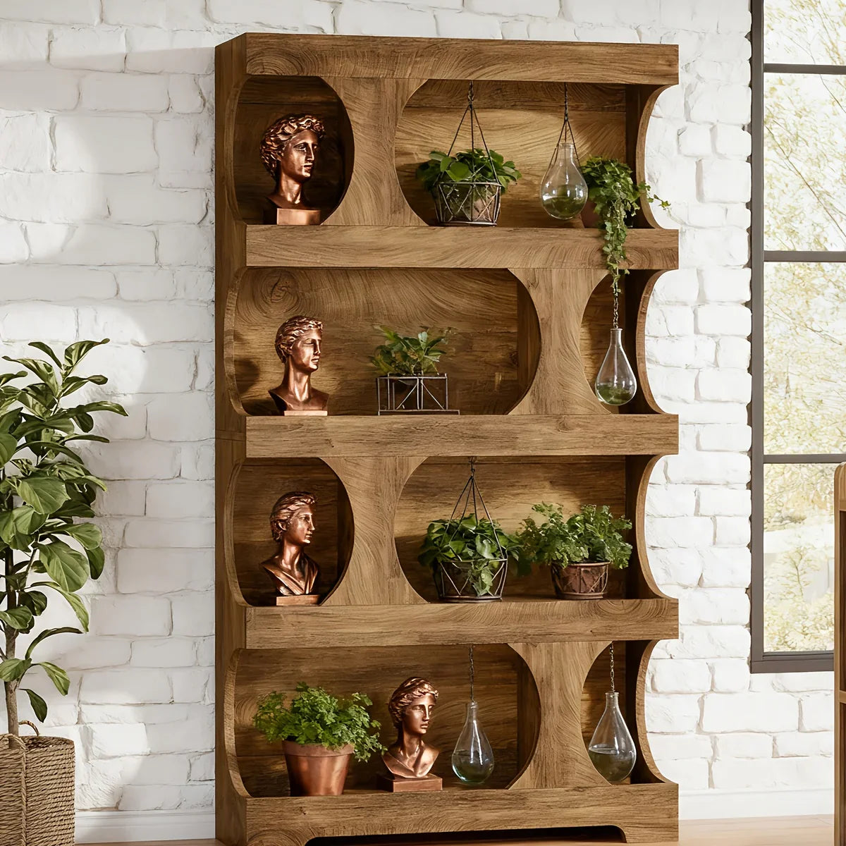 71-inch Tall 4-tier Solid Hardwood Bookcase with Storage Shelves - Modern Freestanding Bookshelf,... - House Of Avana [[SKU:HOA-BOK-029]]