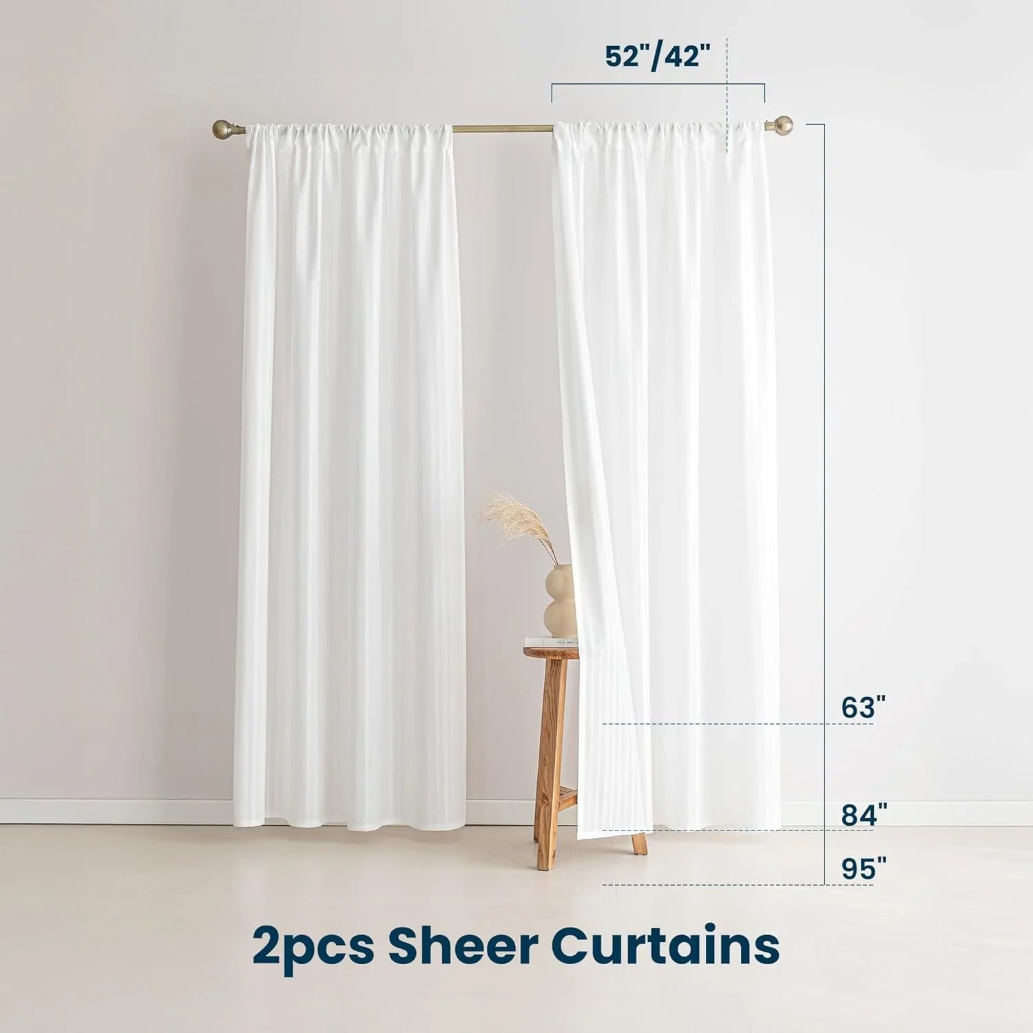 Non-See-Through Washable Thermal Jacquard Sheer Curtains  for Living Room & Bedroom