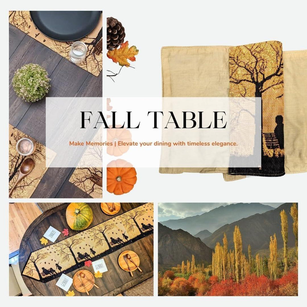 DaDalogy Autumn Birds Family Gathering Woven Tapestry Dining Table Runner (18198) DaDalogy Bedding Collection