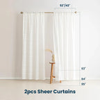 Farmhouse Semi Sheer Curtains 2 Panels Light Filtering Window Drapes with Rod Pocket Sleep Zone
