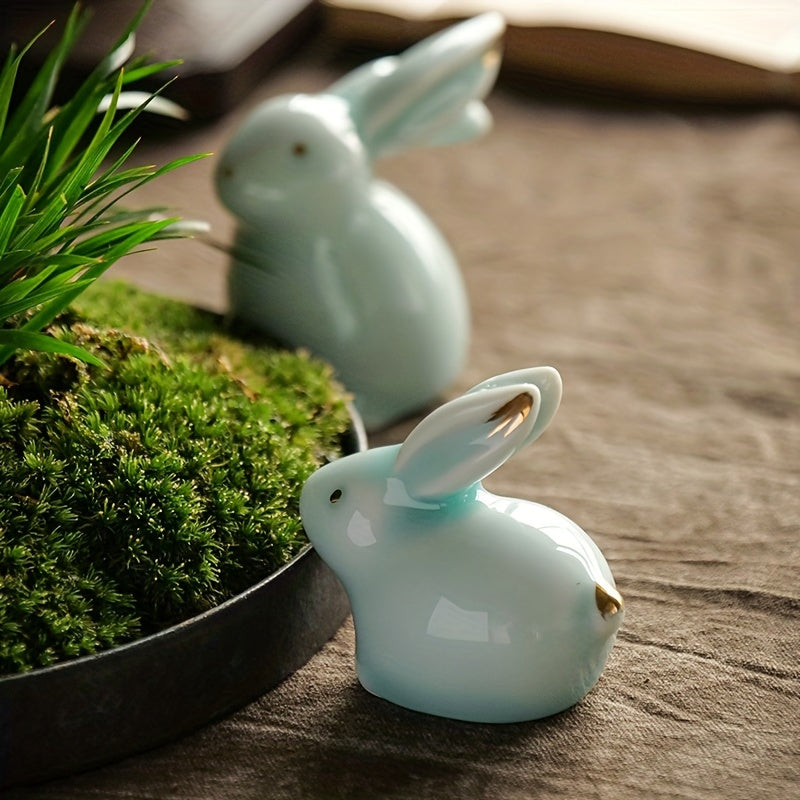 Bunny Figurine - Ceramic White Pair