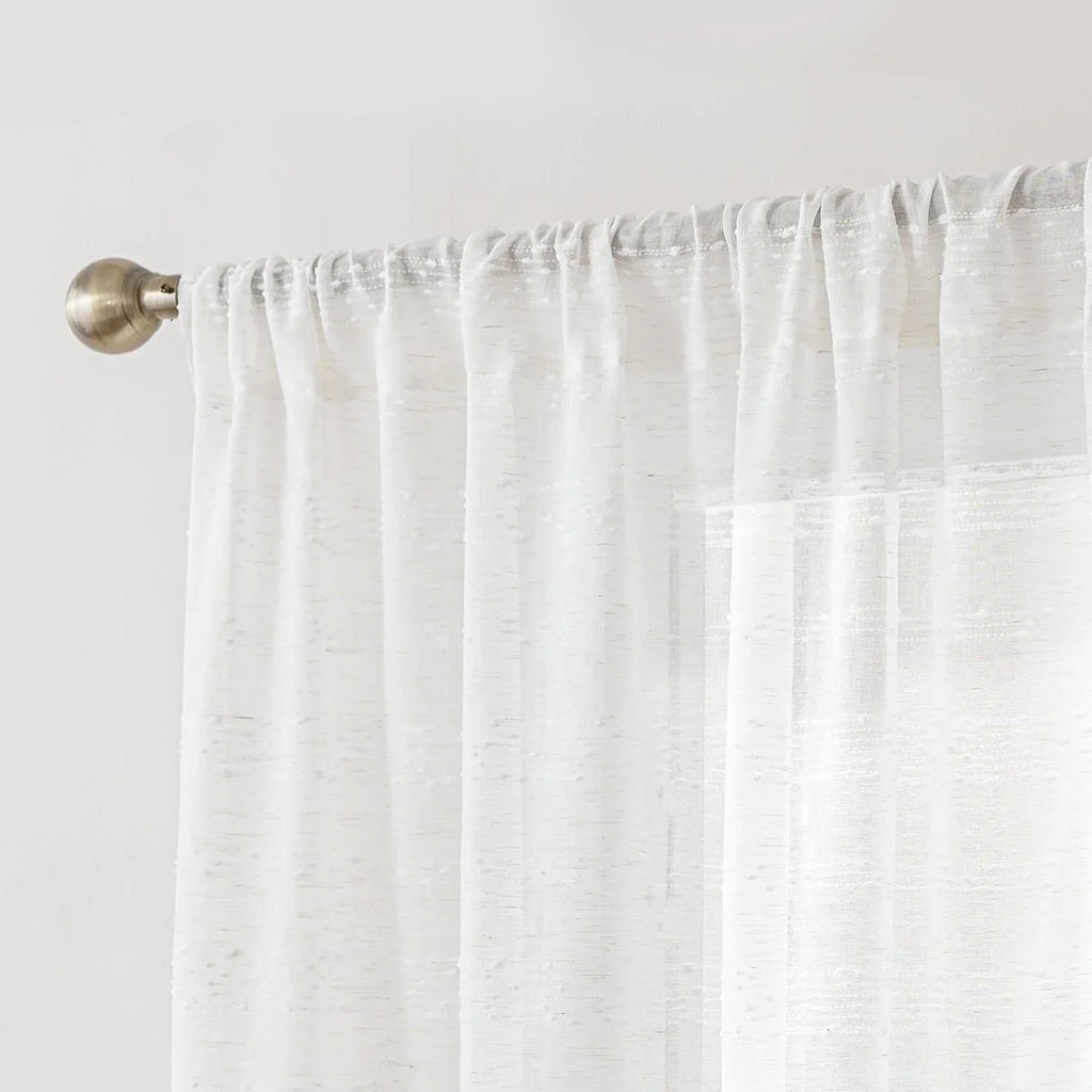 Farmhouse Semi Sheer Curtains 2 Panels Light Filtering Window Drapes with Rod Pocket Sleep Zone
