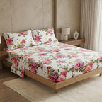 DaDa Bedding Pink Romantic Roses Floral Sheet Set