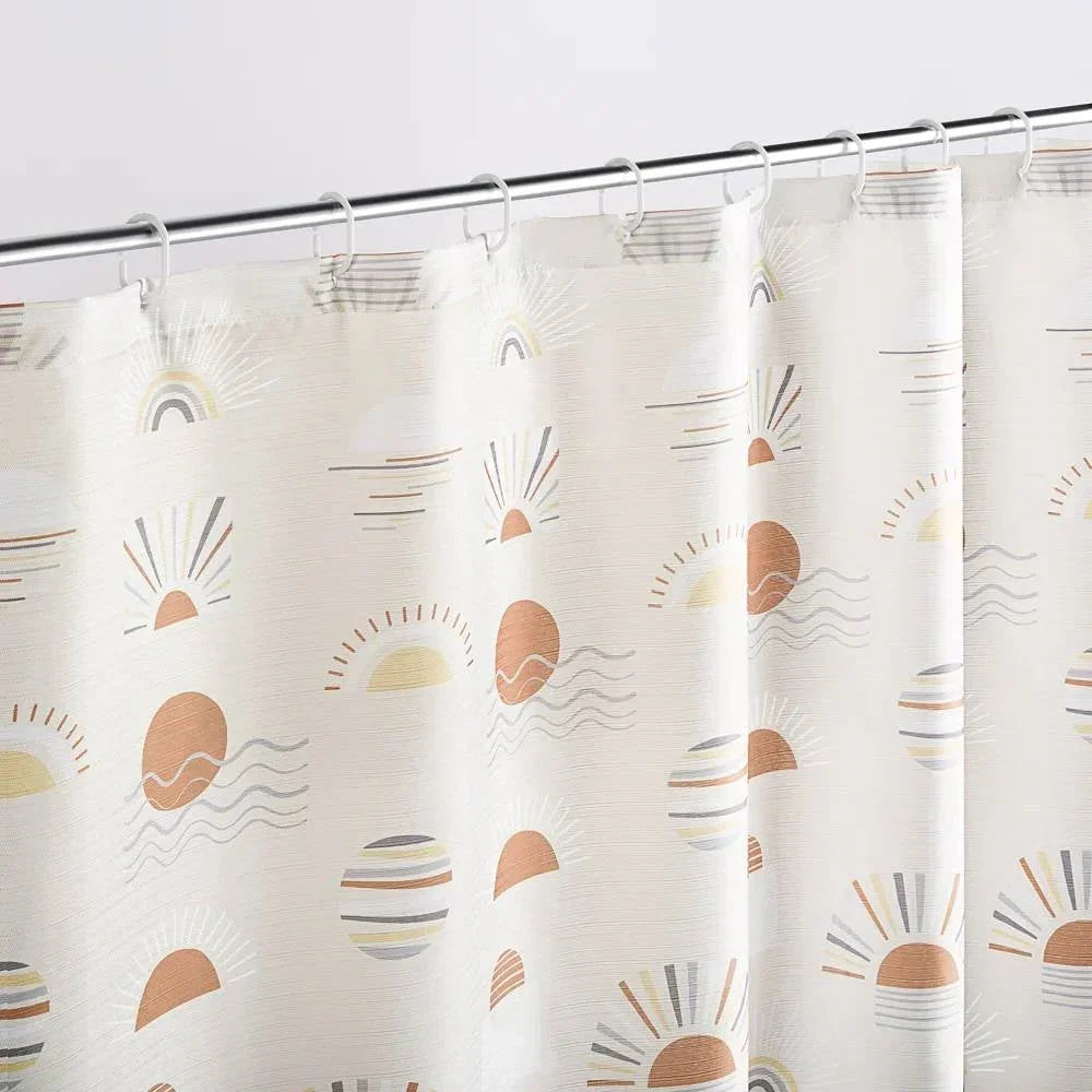 72-inch Cream White Orange Sunset Bohemian Pattern Shower Curtain