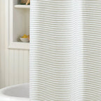 72-inch Taupe Tan and White Stripes Cotton Shower Curtain